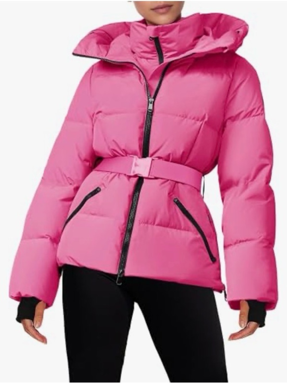 Fisoew Womens Ski Jacket Warm Hooded
Insulated Waterproof Quilted, New, small